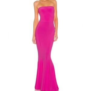 Norma kamali strapless fishtail gown in orchid pink!